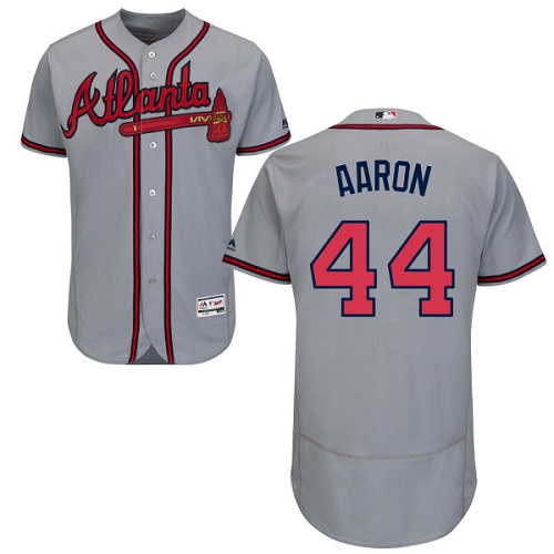 Braves #44 Hank Aaron Grey Flexbase Authentic Collection Stitched MLB Jersey